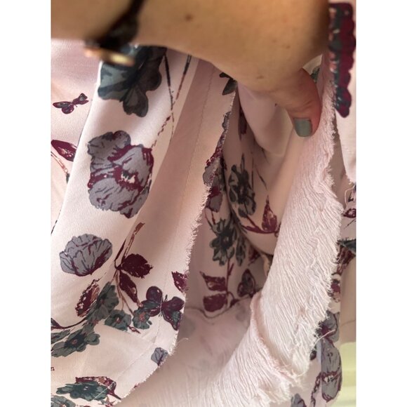 Free People Pebble Crepe Smocked Tunic Top Blouse Floral Lavender Sz M - Picture 11 of 12